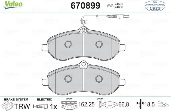 Valeo 670899 - Bremžu uzliku kompl., Disku bremzes www.autospares.lv