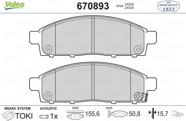 Valeo 670893 - Bremžu uzliku kompl., Disku bremzes www.autospares.lv