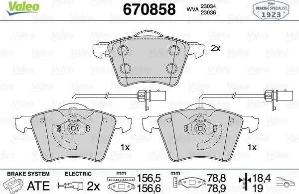 Valeo 670858 - Тормозные колодки, дисковые, комплект www.autospares.lv