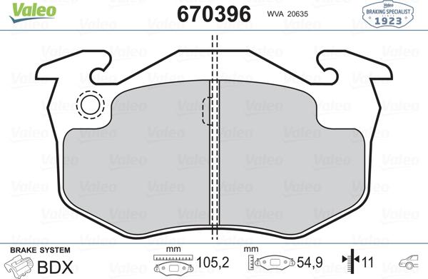 Valeo 670396 - Bremžu uzliku kompl., Disku bremzes autospares.lv