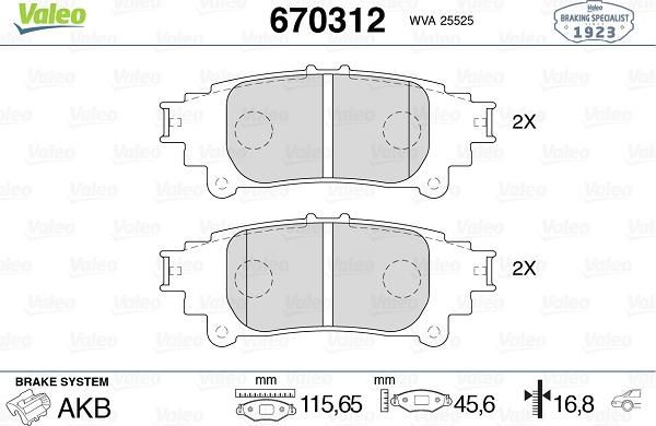 Valeo 670312 - Bremžu uzliku kompl., Disku bremzes autospares.lv