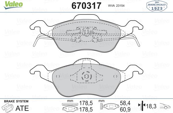 Valeo 670317 - Bremžu uzliku kompl., Disku bremzes www.autospares.lv