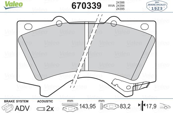 Valeo 670339 - Bremžu uzliku kompl., Disku bremzes autospares.lv