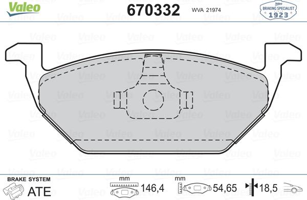 Valeo 670332 - Тормозные колодки, дисковые, комплект www.autospares.lv