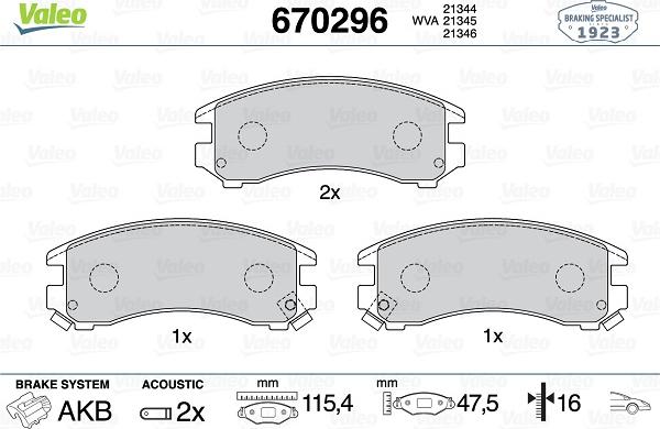 Valeo 670296 - Bremžu uzliku kompl., Disku bremzes autospares.lv