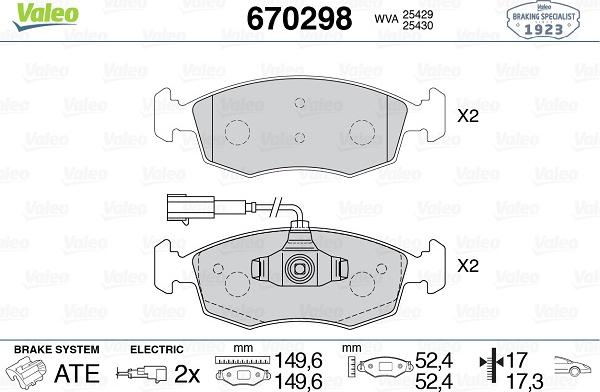 Valeo 670298 - Bremžu uzliku kompl., Disku bremzes autospares.lv