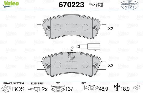 Valeo 670223 - Bremžu uzliku kompl., Disku bremzes autospares.lv