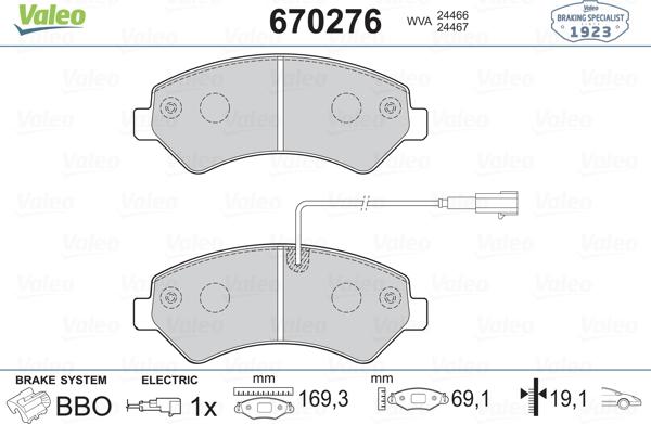 Valeo 670276 - Bremžu uzliku kompl., Disku bremzes autospares.lv