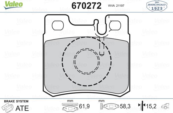 Valeo 670272 - Bremžu uzliku kompl., Disku bremzes www.autospares.lv