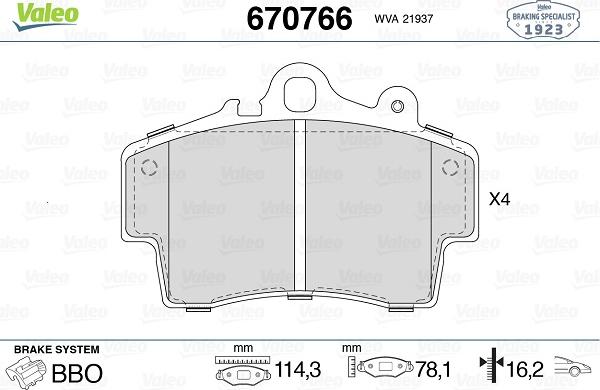 Valeo 670766 - Bremžu uzliku kompl., Disku bremzes autospares.lv