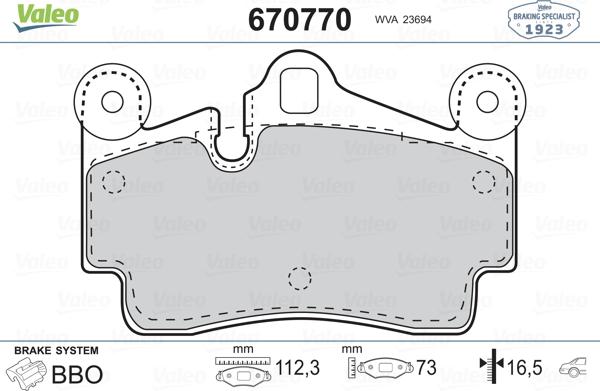 Valeo 670770 - Bremžu uzliku kompl., Disku bremzes autospares.lv