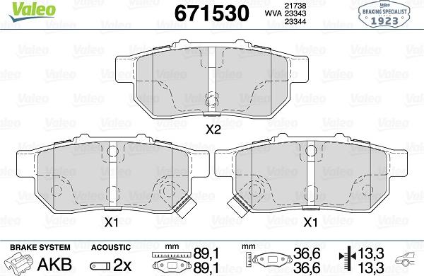 Valeo 671530 - Bremžu uzliku kompl., Disku bremzes autospares.lv