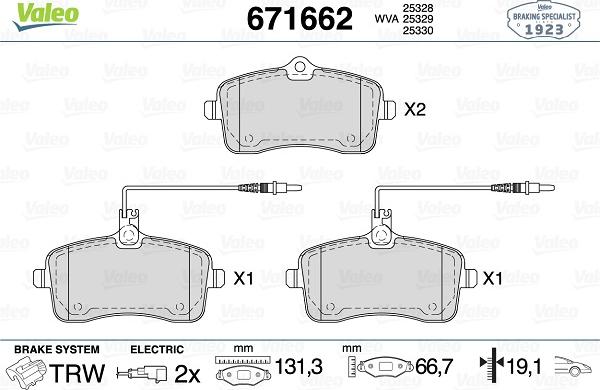 Valeo 671662 - Bremžu uzliku kompl., Disku bremzes autospares.lv