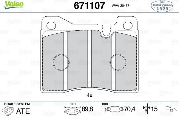 Valeo 671107 - Bremžu uzliku kompl., Disku bremzes autospares.lv