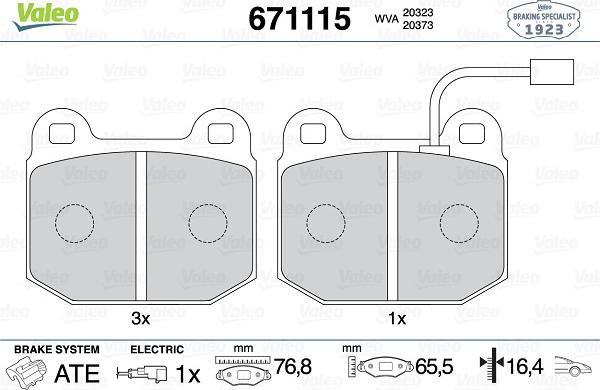 Valeo 671115 - Brake Pad Set, disc brake www.autospares.lv