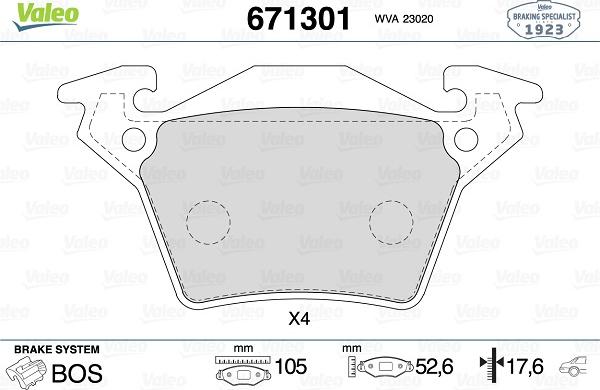 Valeo 671301 - Bremžu uzliku kompl., Disku bremzes autospares.lv