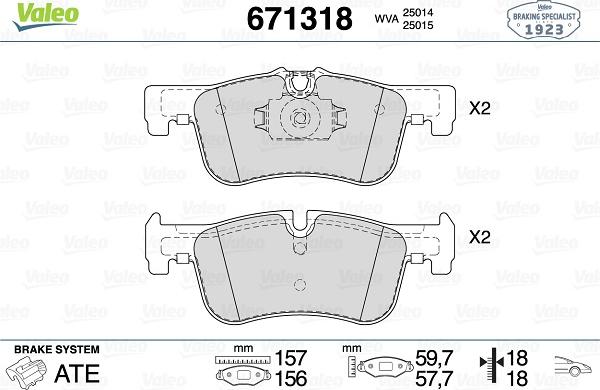 Valeo 671318 - Bremžu uzliku kompl., Disku bremzes autospares.lv