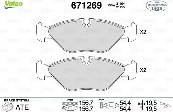 Valeo 671269 - Bremžu uzliku kompl., Disku bremzes www.autospares.lv