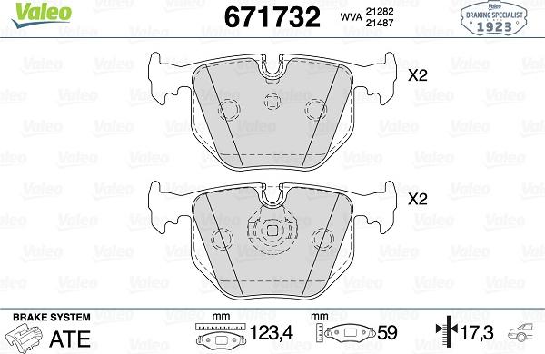 Valeo 671732 - Brake Pad Set, disc brake www.autospares.lv