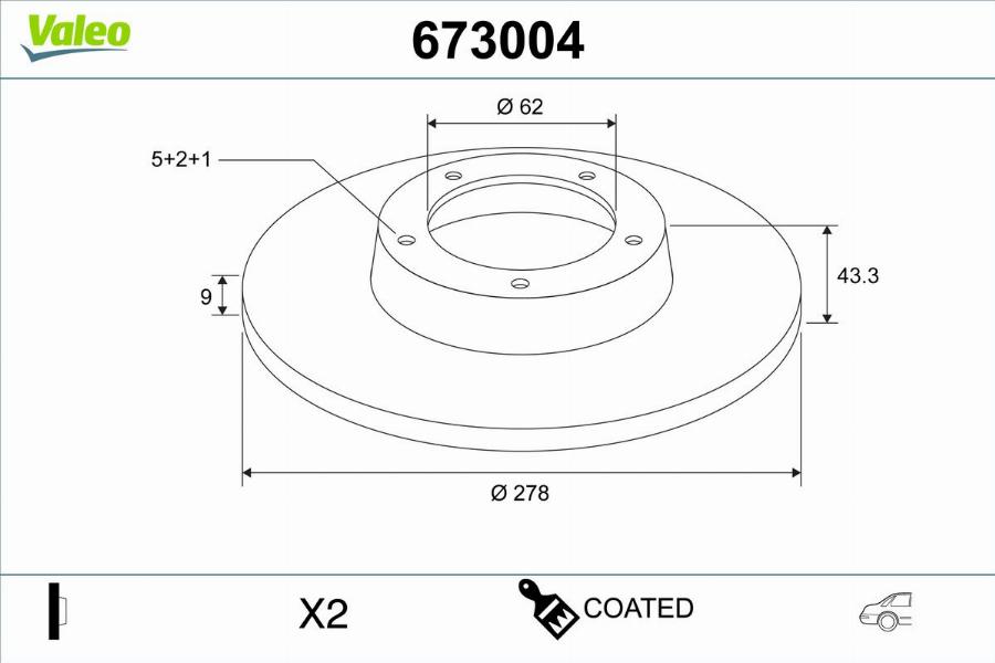 Valeo 673004 - Bremžu diski www.autospares.lv