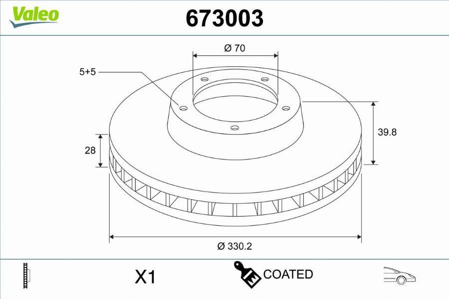 Valeo 673003 - Bremžu diski www.autospares.lv