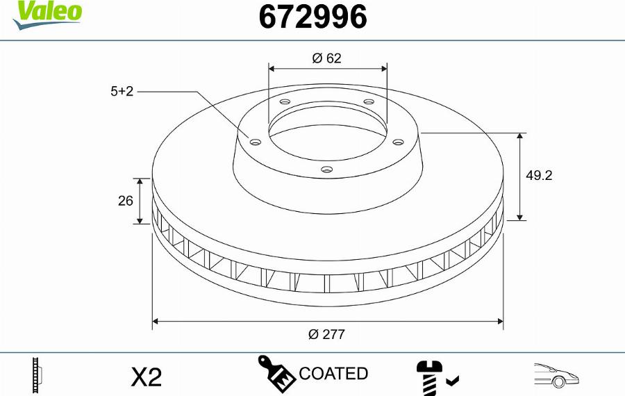 Valeo 672996 - Bremžu diski www.autospares.lv