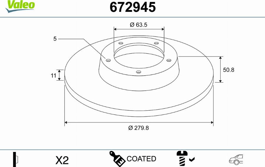 Valeo 672945 - Bremžu diski www.autospares.lv