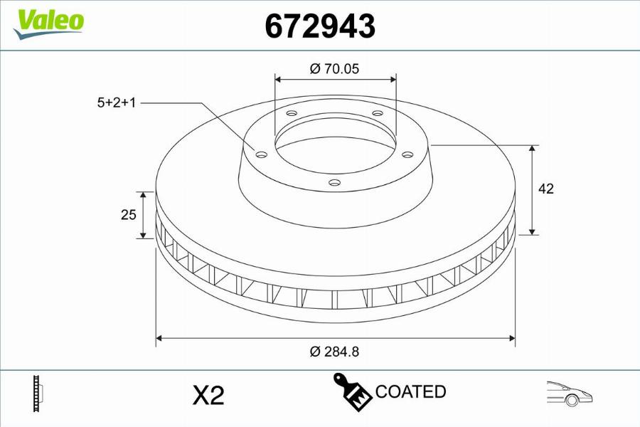 Valeo 672943 - Bremžu diski www.autospares.lv