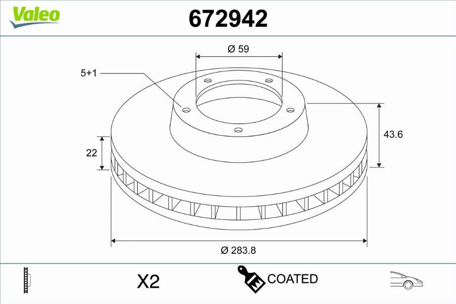 Valeo 672942 - Bremžu diski www.autospares.lv