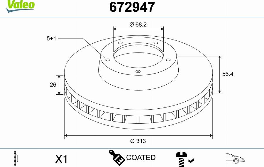 Valeo 672947 - Bremžu diski www.autospares.lv