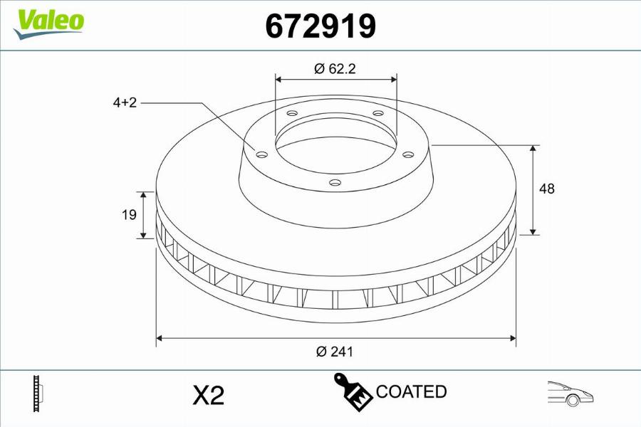 Valeo 672919 - Bremžu diski www.autospares.lv