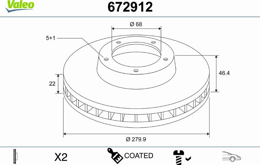 Valeo 672912 - Bremžu diski www.autospares.lv