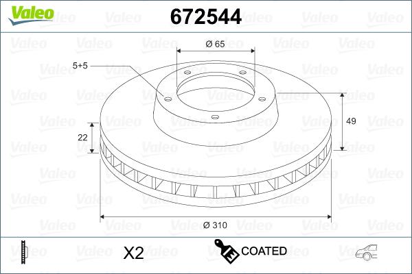 Valeo 672544 - Bremžu diski www.autospares.lv