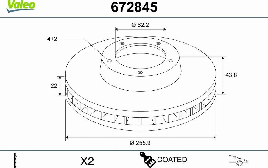 Valeo 672845 - Bremžu diski www.autospares.lv