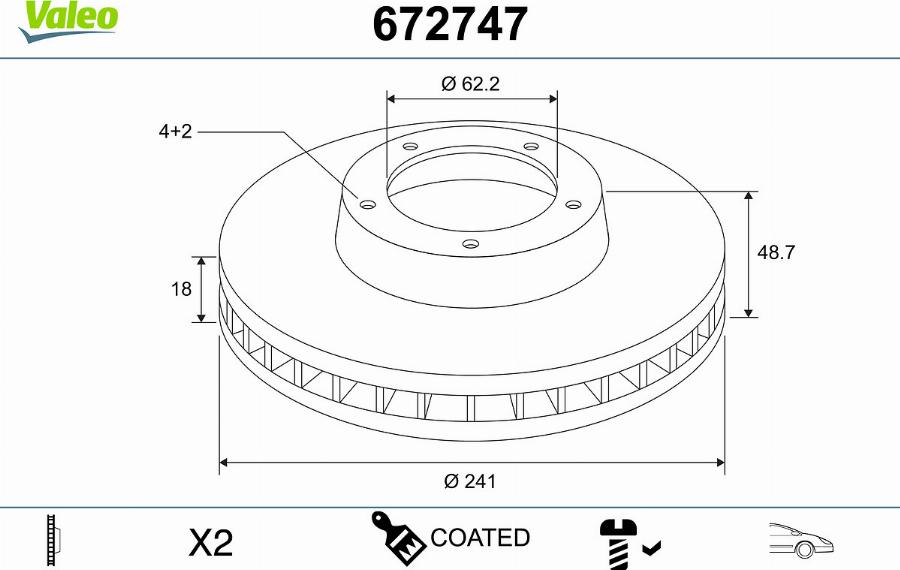 Valeo 672747 - Bremžu diski www.autospares.lv