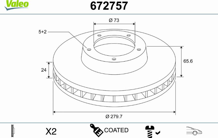 Valeo 672757 - Bremžu diski www.autospares.lv