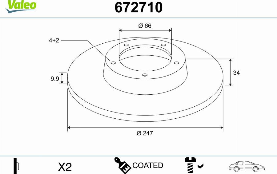 Valeo 672710 - Bremžu diski www.autospares.lv