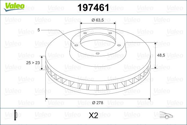 Valeo 197461 - Brake Disc www.autospares.lv