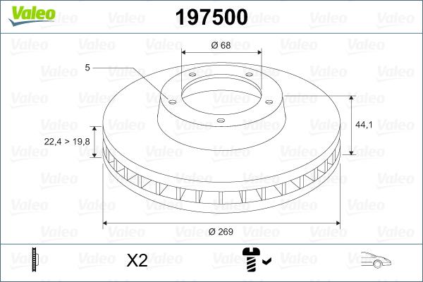 Valeo 197500 - Bremžu diski www.autospares.lv