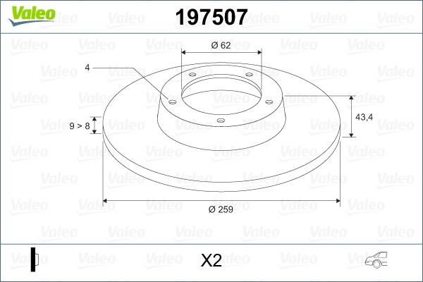 Valeo 197507 - Bremžu diski www.autospares.lv