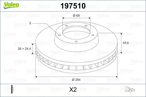 Valeo 197510 - Bremžu diski www.autospares.lv