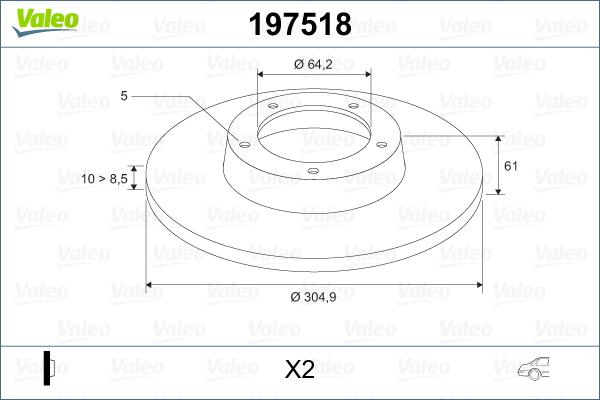 Valeo 197518 - Bremžu diski www.autospares.lv