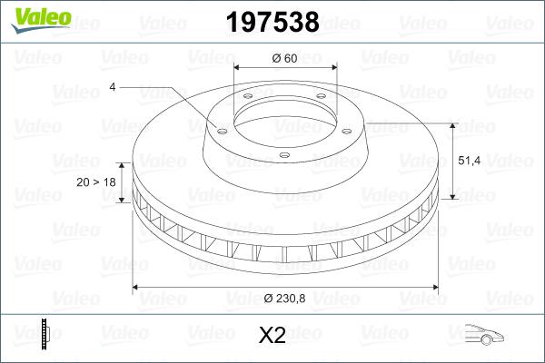 Valeo 197538 - Bremžu diski www.autospares.lv