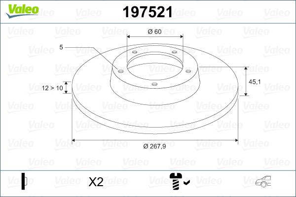 Valeo 197521 - Bremžu diski www.autospares.lv