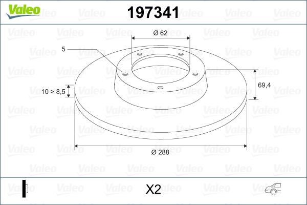 Valeo 197341 - Bremžu diski www.autospares.lv