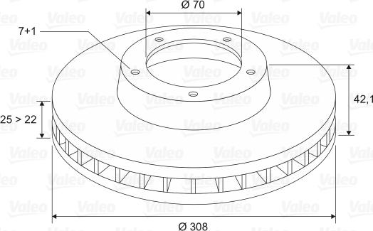 Valeo 197244 - Тормозной диск www.autospares.lv