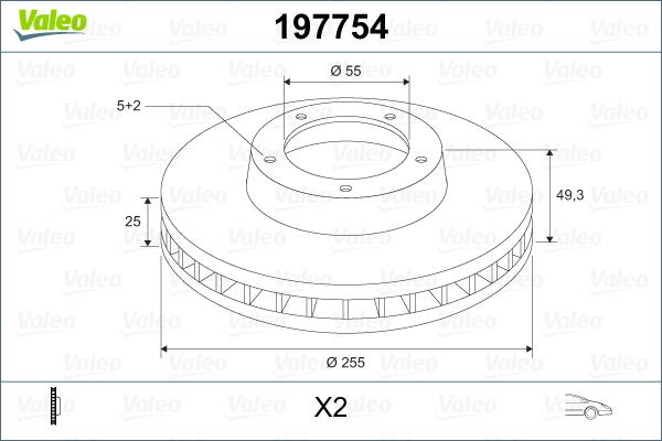 Valeo 197754 - Тормозной диск www.autospares.lv