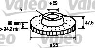 Valeo 186443 - Bremžu diski autospares.lv