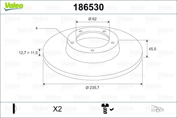 Valeo 186530 - Bremžu diski www.autospares.lv