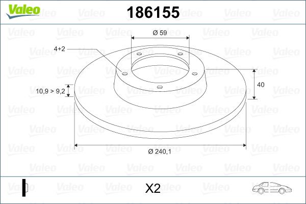 Valeo 186155 - Bremžu diski www.autospares.lv